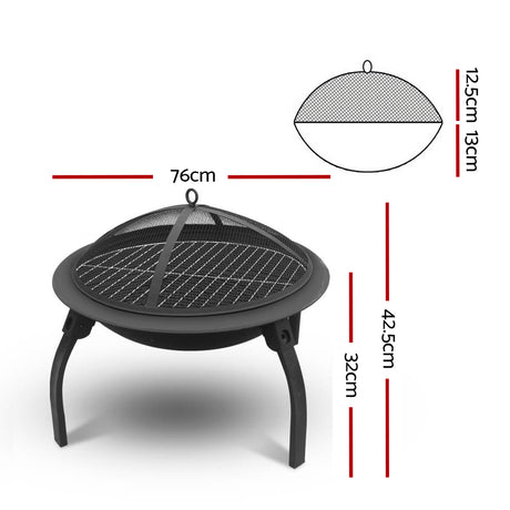 Fire Pit BBQ Charcoal Grill Smoker Portable Outdoor Camping Garden Pits 30