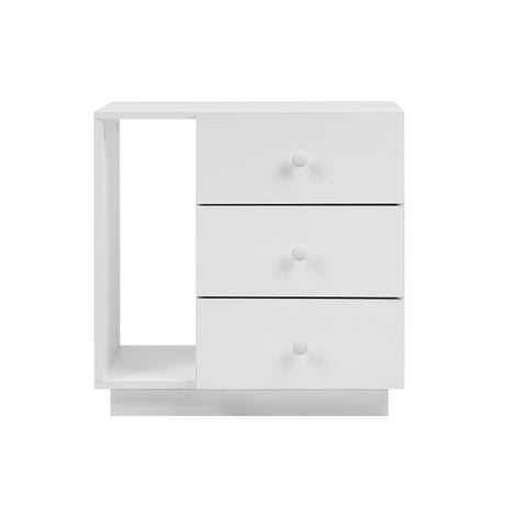 Artiss Bedside Tables Side Table RGB LED 3 Drawers Nightstand High Gloss White