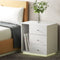 Artiss Bedside Tables Side Table RGB LED 3 Drawers Nightstand High Gloss White
