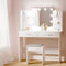 Artiss Dressing Table LED Makeup Mirror Stool Set 10 Bulbs Vanity Desk White
