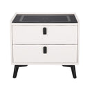 Artiss Smart Bedside Table 2 Drawers with Wireless Charging Ports LED Lights