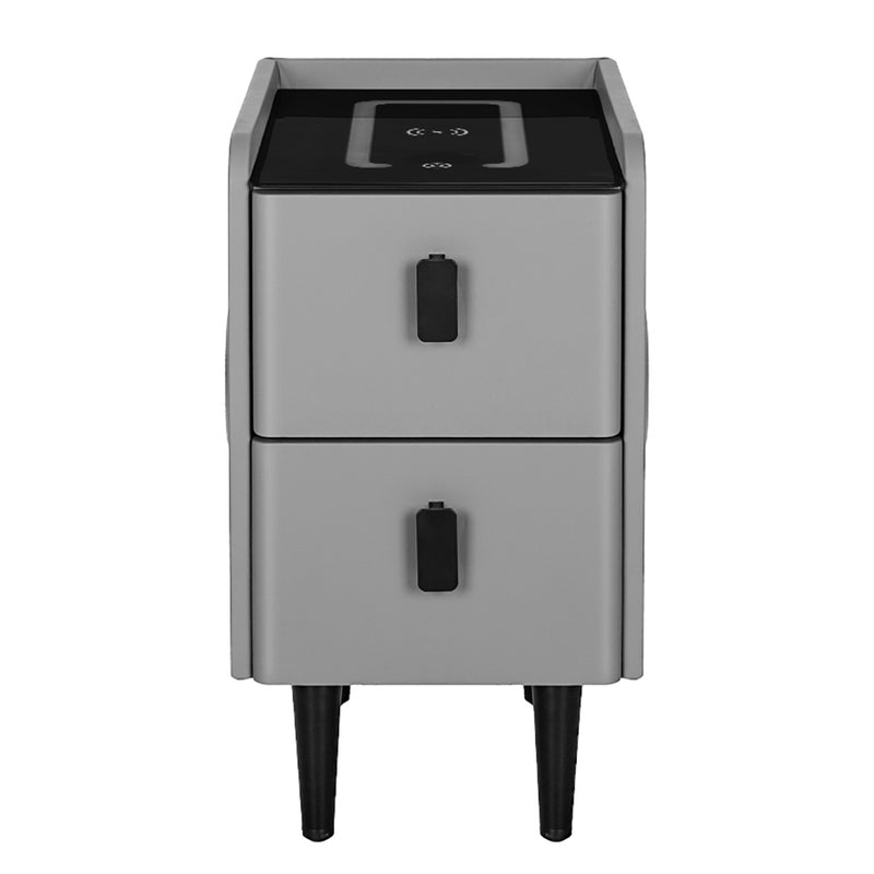 Artiss Smart Bedside Table 2 Drawers with Wireless Charging LED Lights Grey