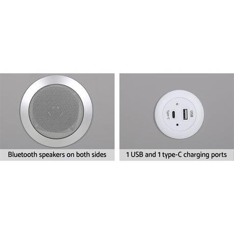 Artiss Smart Bedside Table 2 Drawers with Wireless Charging LED Lights Grey