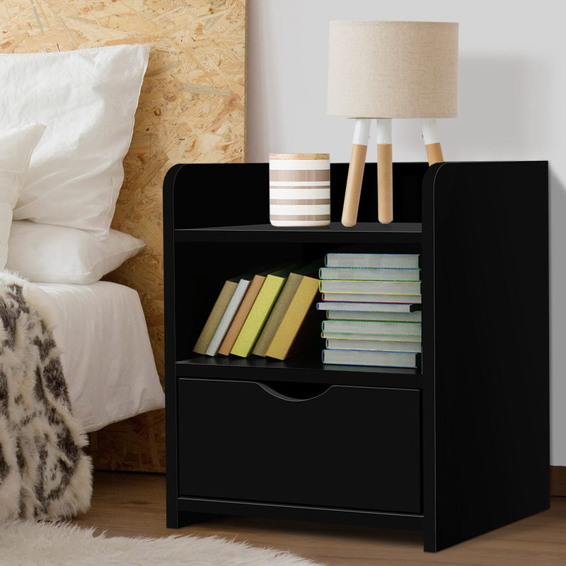 Artiss Bedside Table Drawer - Black