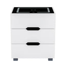 Artiss Smart Bedside Table 3 Drawers with Wireless Charging Ports LED White ADAD