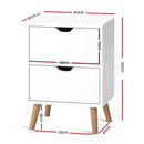 Artiss Bedside Tables Drawers Side Table Nightstand White Storage Cabinet Wood