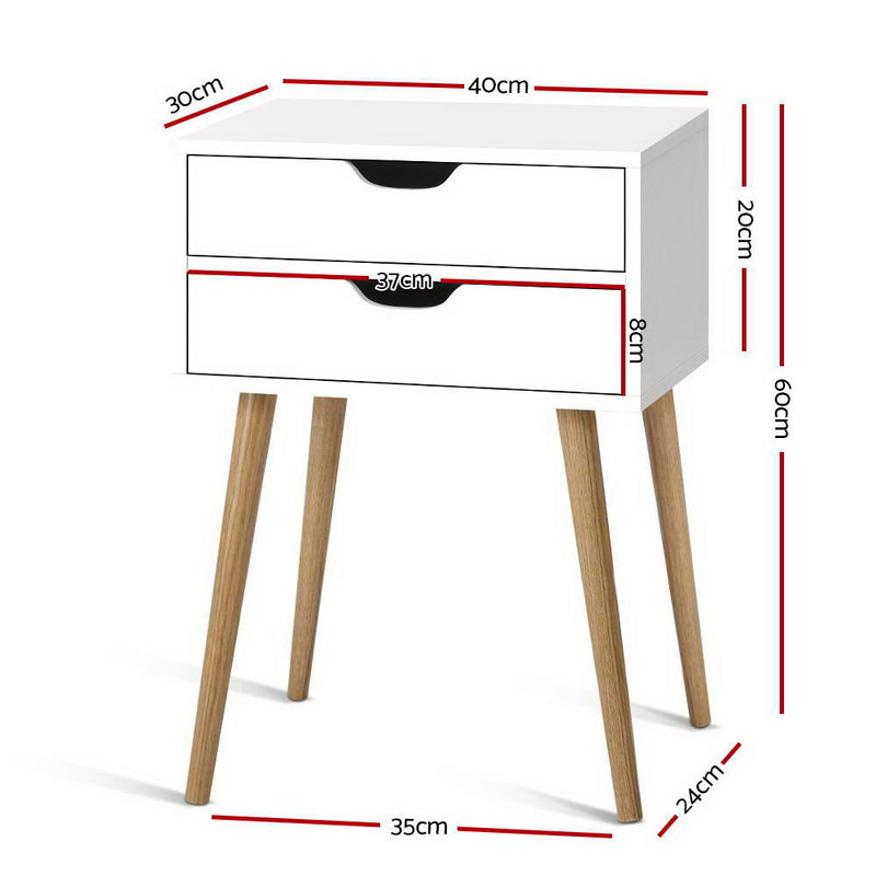 Artiss Bedside Tables Drawers Side Table Nightstand Wood Storage Cabinet White