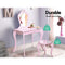 Keezi Pink Kids Vanity Dressing Table Stool Set Mirror Princess Children Makeup