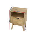 Artiss Bedside Tables Rattan Drawers Side Table Nightstand Storage Cabinet Wood