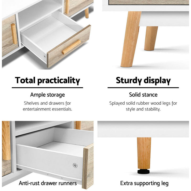 Artiss Wooden Entertainment Unit - White & Wood