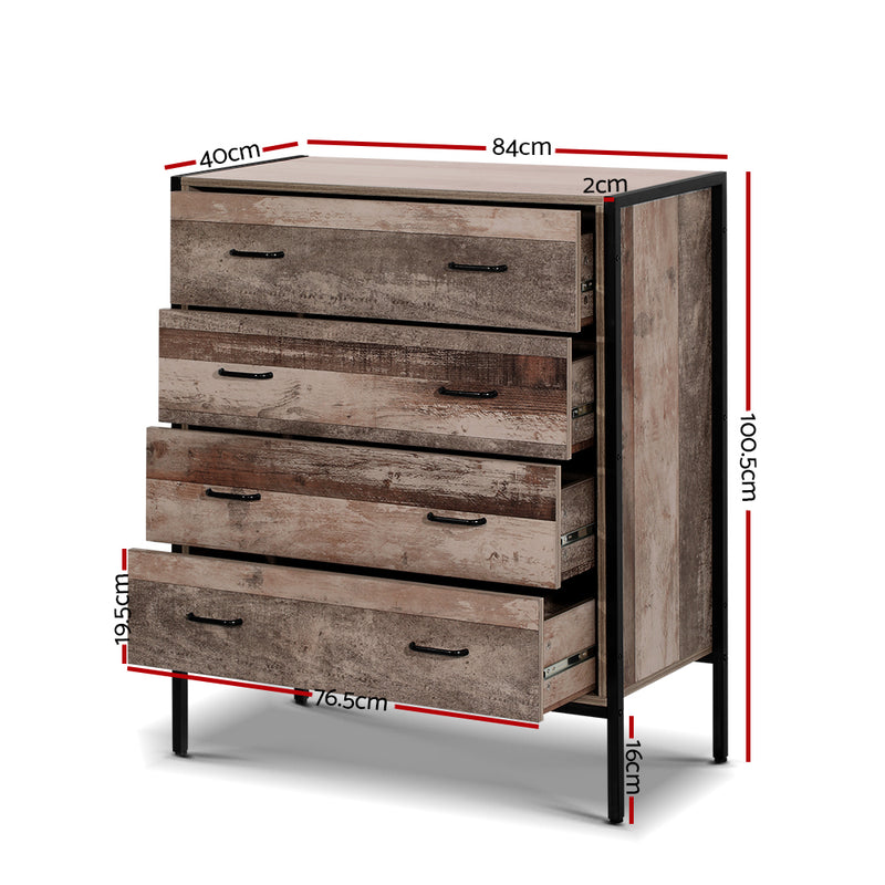 Artiss Chest of Drawers Tallboy Dresser Storage Cabinet Industrial Rustic