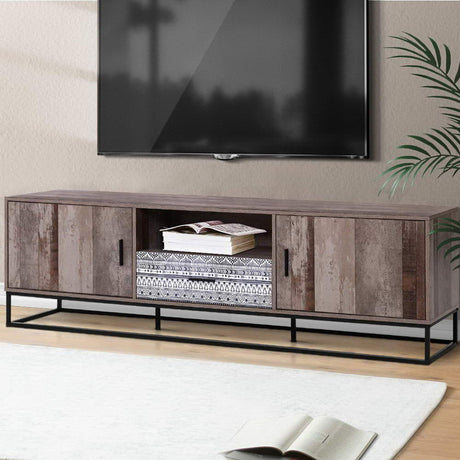 Artiss TV Cabinet Entertainment Unit Stand Storage Wooden Industrial Rustic 180cm