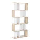 Artiss 5 Tier Display Book Storage Shelf Unit - White Brown