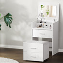 Artiss Dressing Table Bedside Tables 2-in-1 Set Hidden Makeup Mirror Storage Drawers