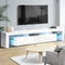 Artiss TV Cabinet Entertainment Unit Stand RGB LED Gloss Furniture 2 Drawers 200cm White