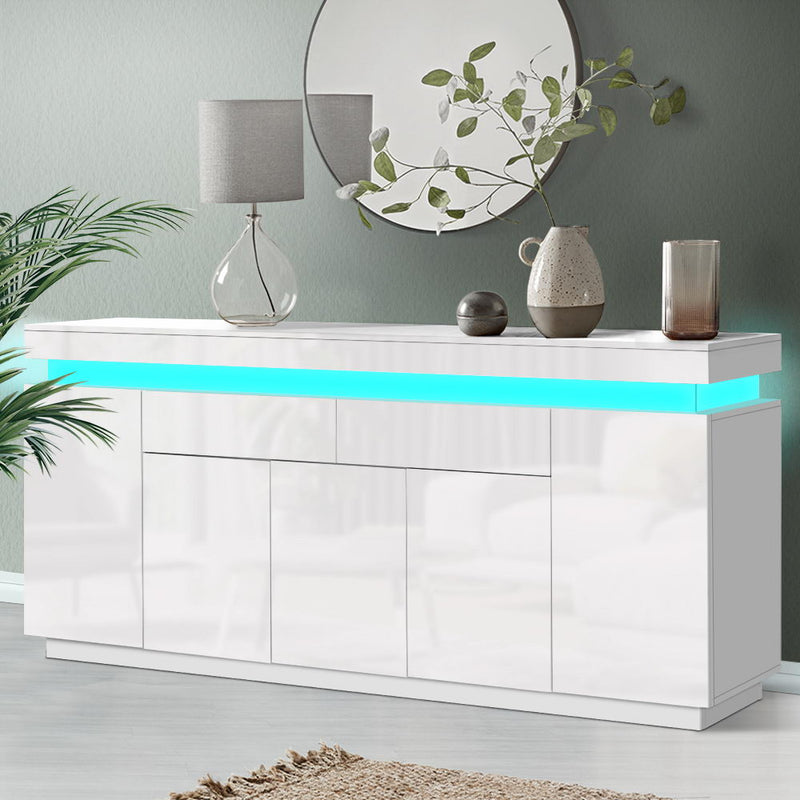 Artiss 180cm LED Buffet Sideboard Cabinet High Gloss Storage Cupboard Drawers