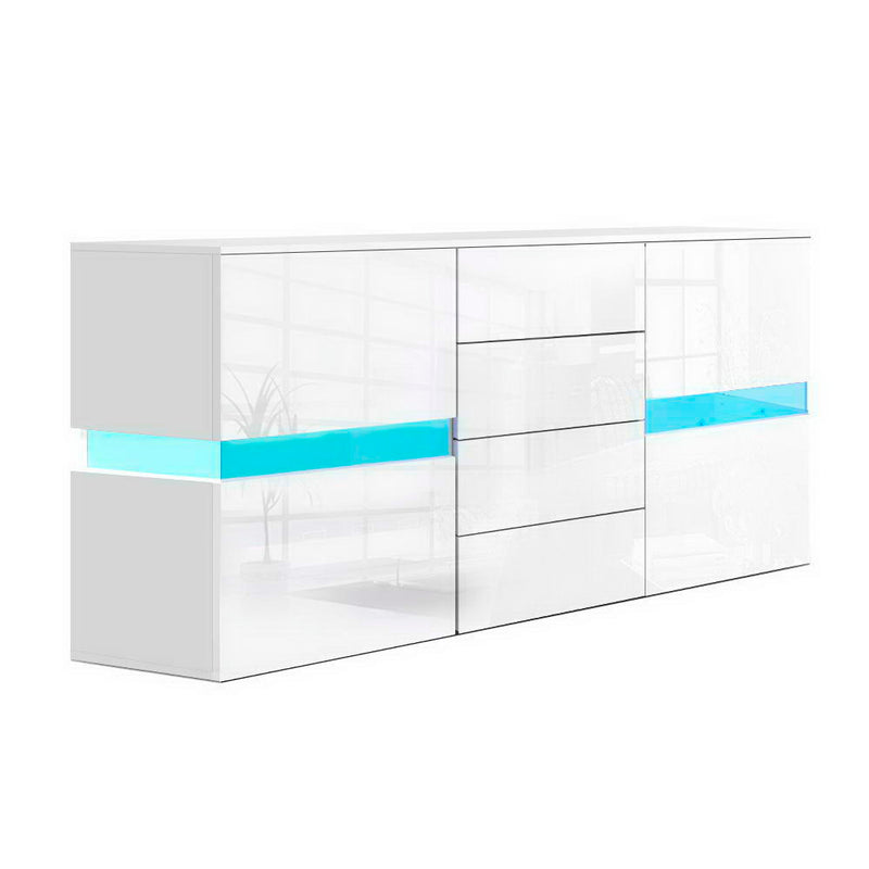 Artiss Buffet Sideboard Cabinet High Gloss RGB LED Storage Cupboard Doors Drawer