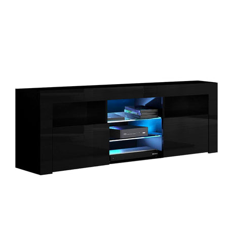 Artiss 145cm RGB LED TV Cabinet Entertainment Unit Stand Gloss Furniture Black