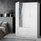 Artiss 3 Doors Wardrobe Bedroom Closet Storage Cabinet Organiser Armoire 170cm