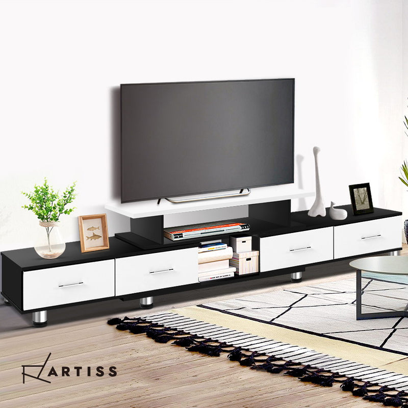 Artiss Wooden TV Stand Entertainment Unit 160CM To 220CM Lowline Storage Drawers Black White