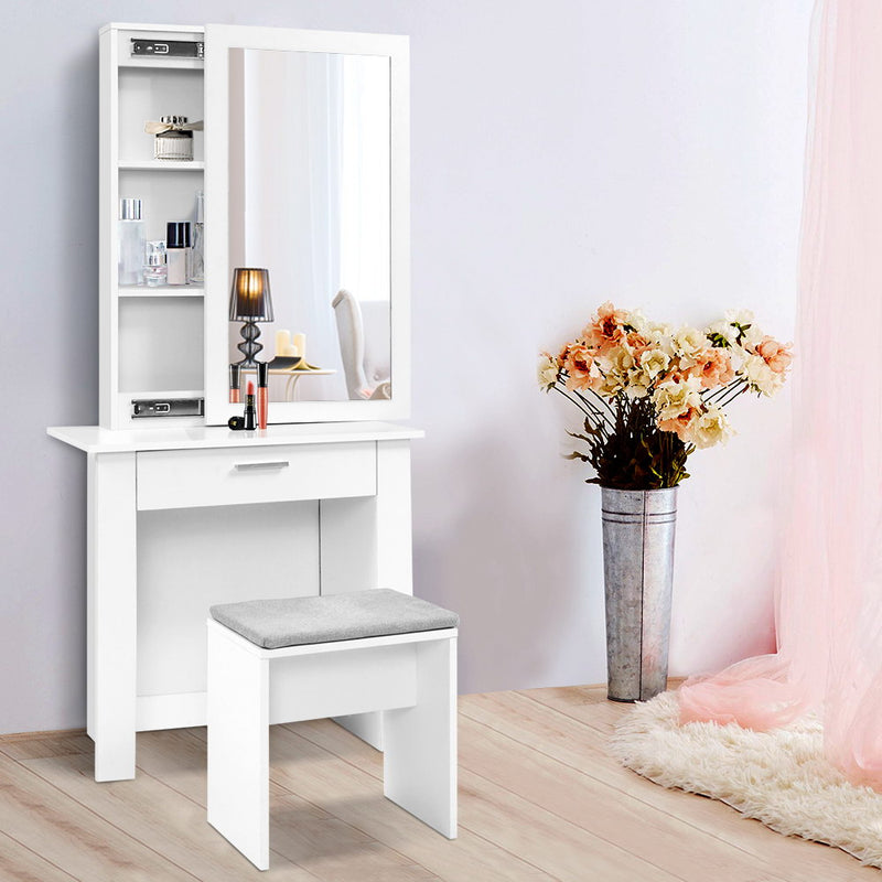 Artiss Dressing Table Mirror Stool Mirror Jewellery Cabinet Makeup Storage Desk