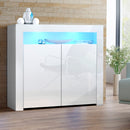 Artiss Buffet Sideboard Cabinet LED High Gloss Storage Cupboard 2 Doors White