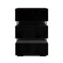 Artiss Bedside Table Side Unit RGB LED Lamp 3 Drawers Nightstand Gloss Furniture Black