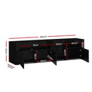 Artiss TV Cabinet Entertainment Unit Stand RGB LED Gloss 3 Doors 180cm Black