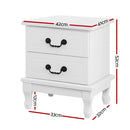 Artiss KUBI Bedside Tables 2 Drawers Side Table French Nightstand Storage Cabinet