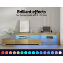 Artiss TV Cabinet Entertainment Unit Stand RGB LED Gloss Furniture 215cm Wood