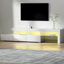 Artiss TV Cabinet Entertainment Unit Stand RGB LED Gloss Furniture 215cm White