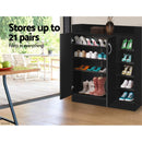 Artiss 2 Doors Shoe Cabinet Storage Cupboard - Black