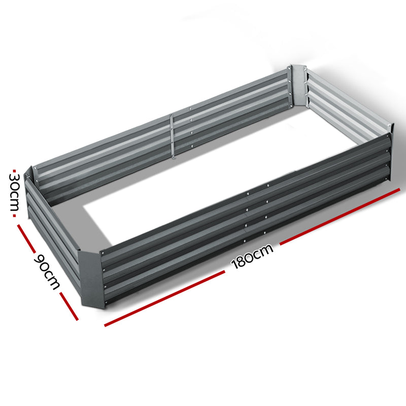Greenfingers 180x90x30CM Galvanised Raised Garden Bed Steel Instant Planter