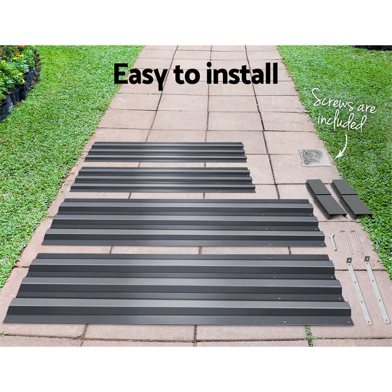 Greenfingers Galvanised Steel Raised Garden Bed Instant Planter 210 x 90 Aluminium