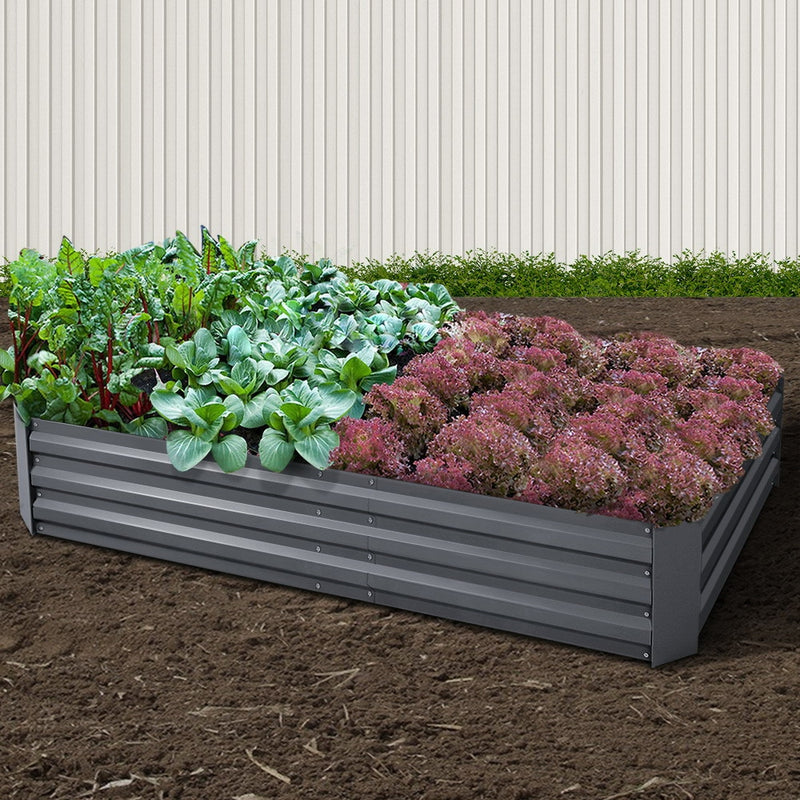 Greenfingers Galvanised Steel Raised Garden Bed Instant Planter 210 x 90 Aluminium
