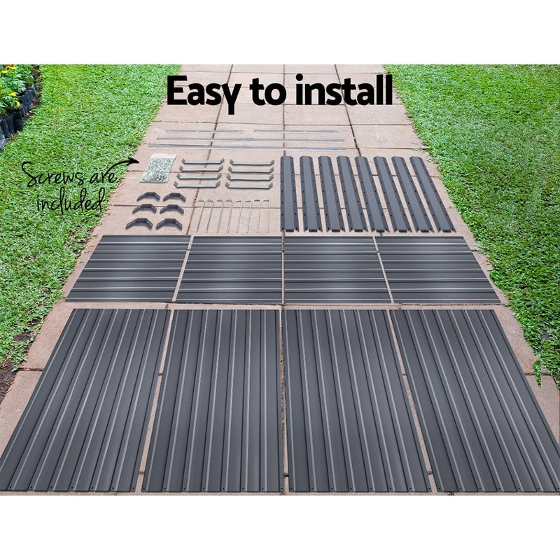 Greenfingers Garden Bed 240X80X77CM Galvanised Raised Steel Instant Planter 2N1