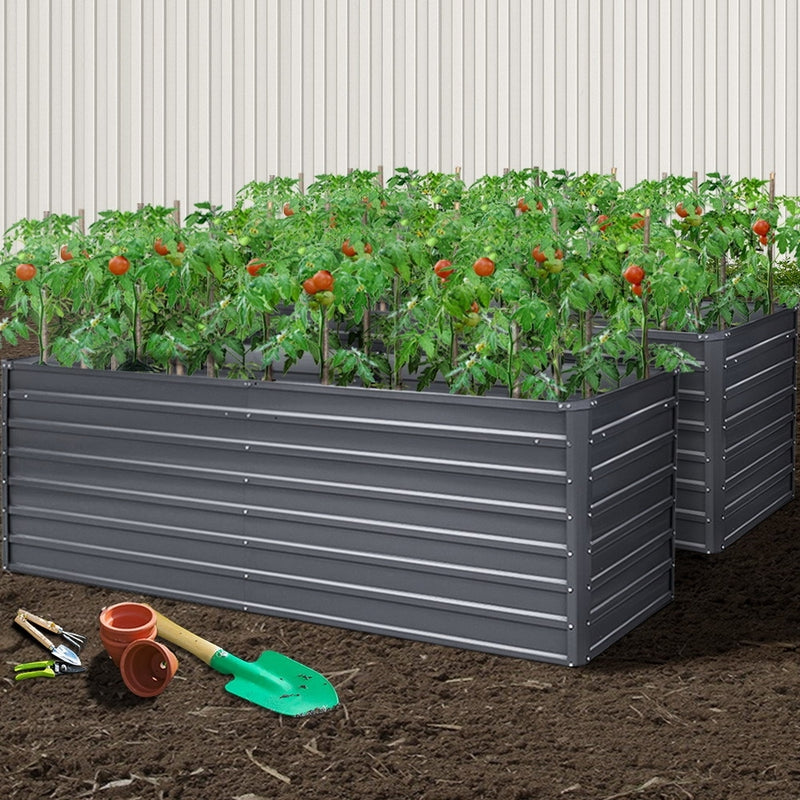 Greenfingers Garden Bed 240X80X77CM Galvanised Raised Steel Instant Planter 2N1