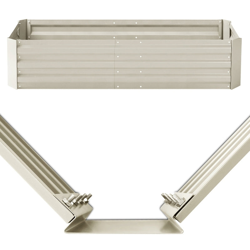 Greenfingers Garden Bed 2PCS 210X90X30cm  Galvanised Steel Raised Planter Cream