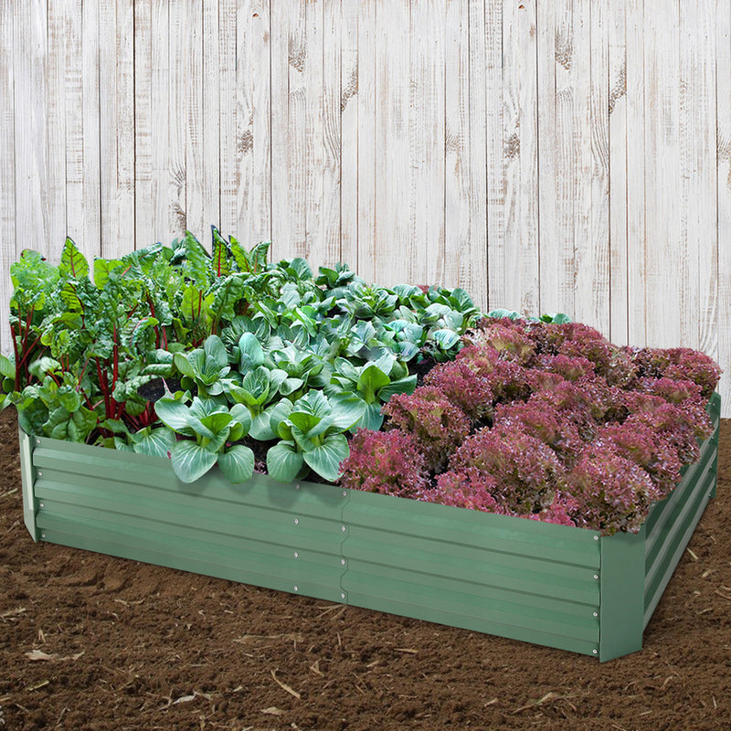 Greenfingers Garden Bed 2PCS 120X90X30CM Galvanised Steel Raised Planter Green