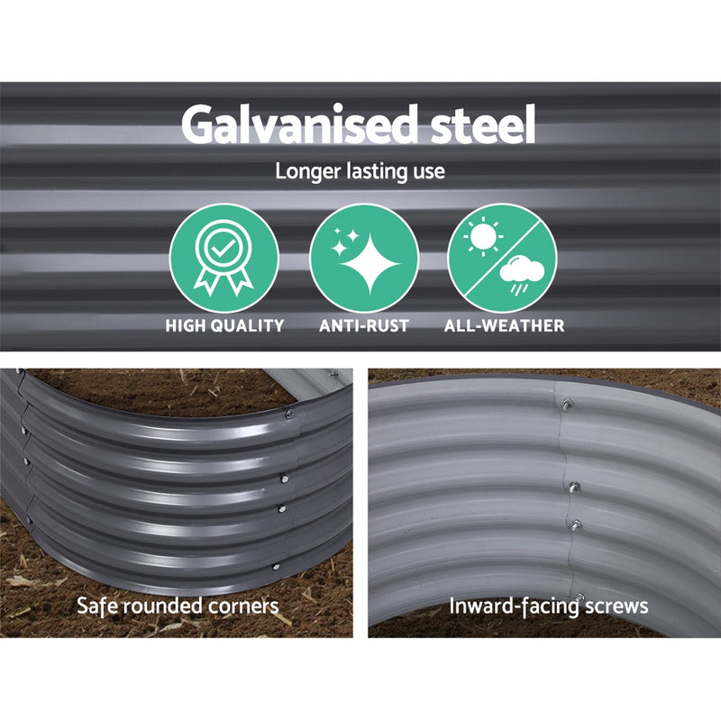 Greenfingers 320X80X42CM Galvanised Raised Garden Bed Steel Instant Planter