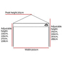 Instahut Gazebo Pop Up Marquee 3x3m Outdoor Tent Folding Wedding Gazebos Black