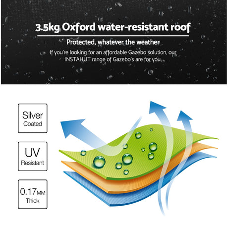 Instahut Gazebo Pop Up Marquee 3x3 Outdoor Wedding Base Pod Kit Black