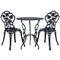 Gardeon 3PC Outdoor Setting Cast Aluminium Bistro Table Chair Patio Black