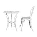 Gardeon Outdoor Furniture Chairs Table 3pc Aluminium Bistro White