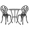 Gardeon 3PC Outdoor Setting Cast Aluminium Bistro Table Chair Patio Black