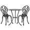 Gardeon 3PC Outdoor Setting Cast Aluminium Bistro Table Chair Patio Black