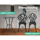 Gardeon 3PC Outdoor Setting Cast Aluminium Bistro Table Chair Patio Black