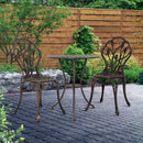 Gardeon 3PC Outdoor Setting Cast Aluminium Bistro Table Chair Patio Bronze