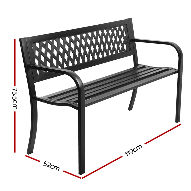 Gardeon Steel Modern Garden Bench - Black