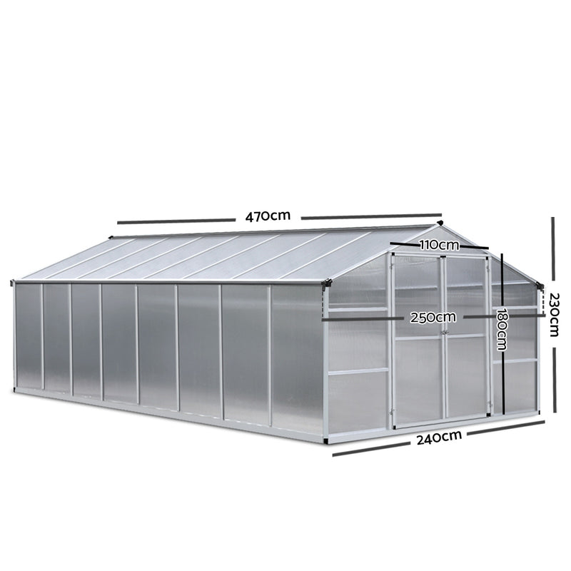 Greenfingers Greenhouse Aluminium Green House Garden Shed Greenhouses 4.7x2.5M